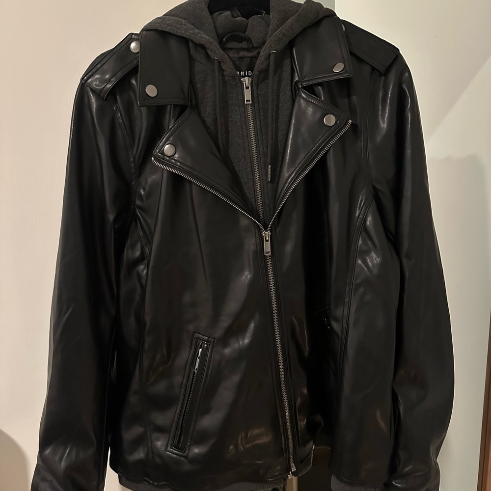 Torrid Fabric Mix Hooded Moto Jacket
Faux Leather